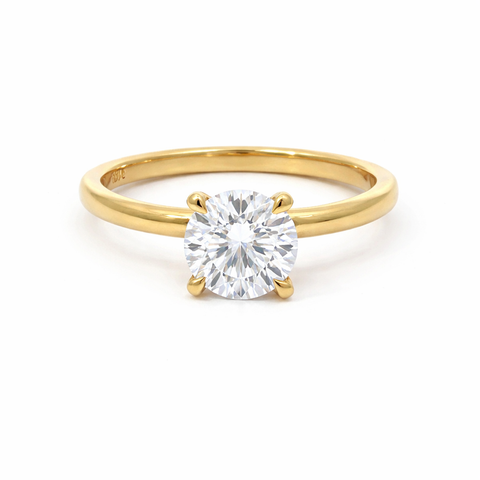 1.04 Carat Round Lab Grown Diamond Solitaire Ring in 14K Yellow Gold