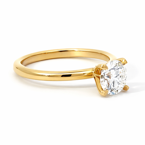 1.04 Carat Round Lab Grown Diamond Solitaire Ring in 14K Yellow Gold