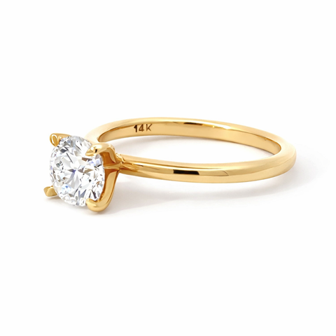 1.04 Carat Round Lab Grown Diamond Solitaire Ring in 14K Yellow Gold