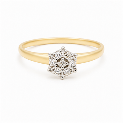 10K Yellow Gold 0.02CT Cluster Diamond Ring
