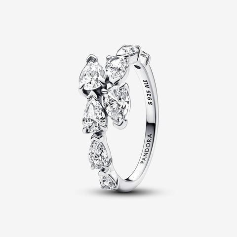 Pandora Sparkling Overlapping Band Ring Silver