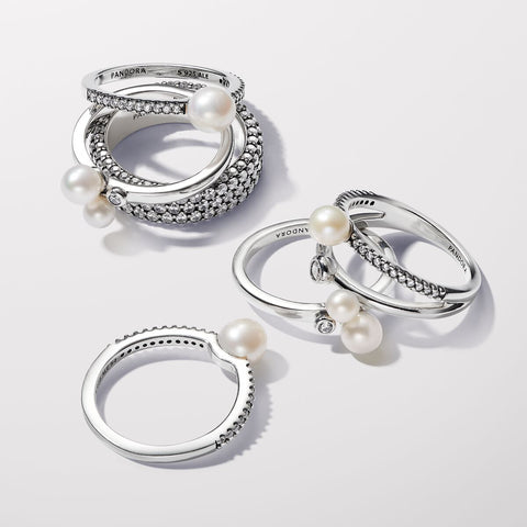 Pandora Duo Treated Freshwater Cultured Pearls Silver Ring
