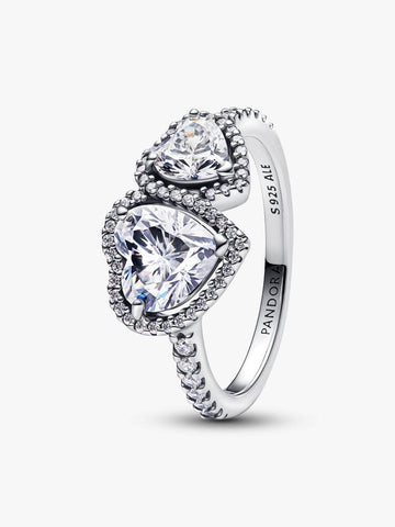 Pandora Halo Sparkling Hearts Ring