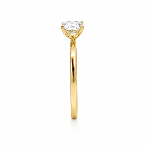2.27 TDW Lab Grown Diamond 14K Yellow Gold Princess Solitaire Ring with Hidden Halo