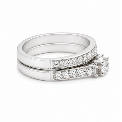 1.03CT Diamond Weddig Set in 14K White Gold