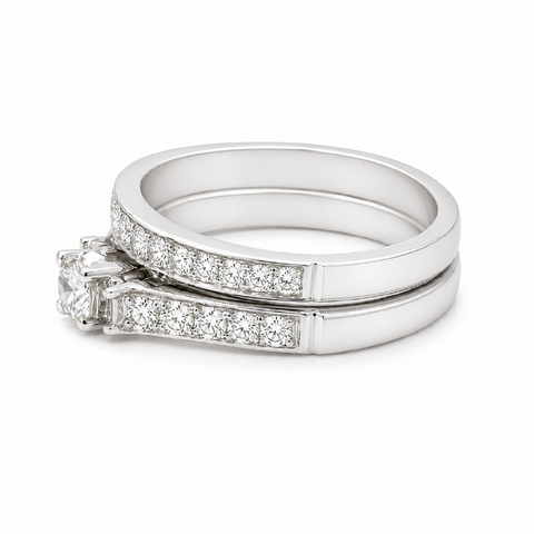 1.03CT Diamond Weddig Set in 14K White Gold