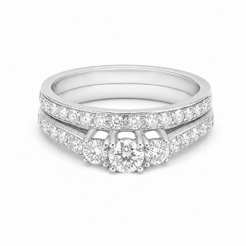 1.03CT Diamond Weddig Set in 14K White Gold