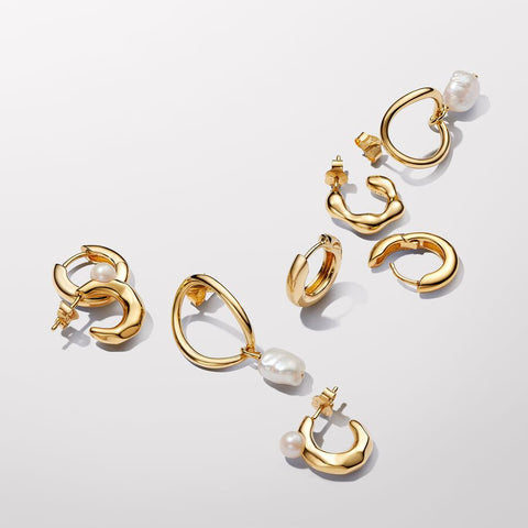Pandora Organically Shaped Open Hoop Earrings