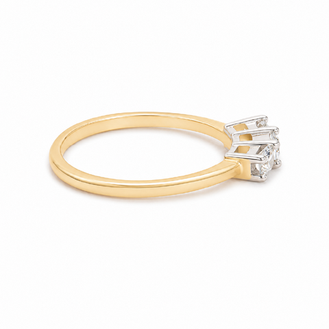 0.26CT Diamond 14K Yellow Gold Past Present & Future Ring