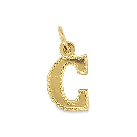 10K Yellow Gold Letter Initial C Pendant