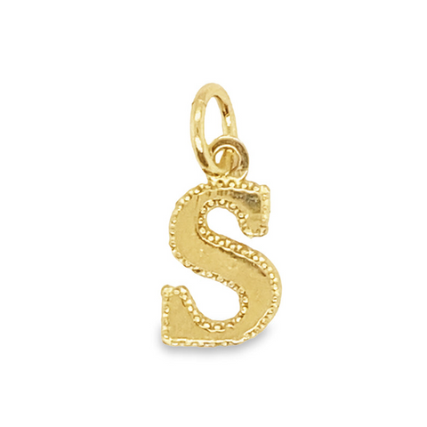 10K Yellow Gold Initial Letter S Pendant