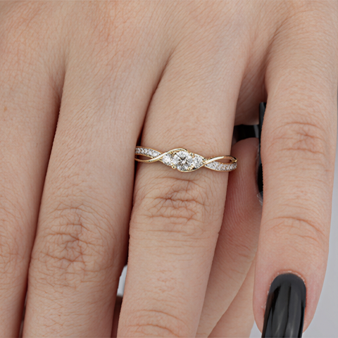 0.23TDW Canadian Diamond Engagement Ring in 10K Yellow Gold