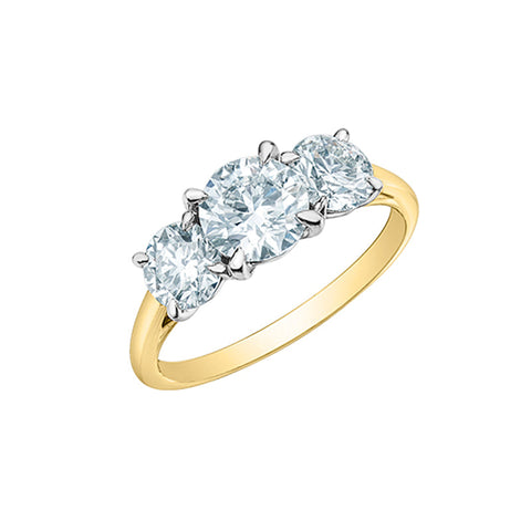 14K Yellow and White Gold 2.00TDW Lab Grown Diamond Past Present and Future Ring