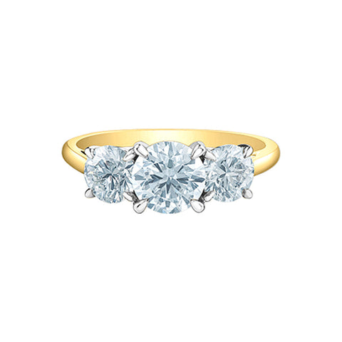 14K Yellow and White Gold 2.00TDW Lab Grown Diamond Past Present and Future Ring