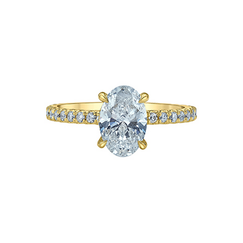 14K Yellow Gold 2.03TDW Lab Diamond Oval Engagement Ring with Side Diamonds
