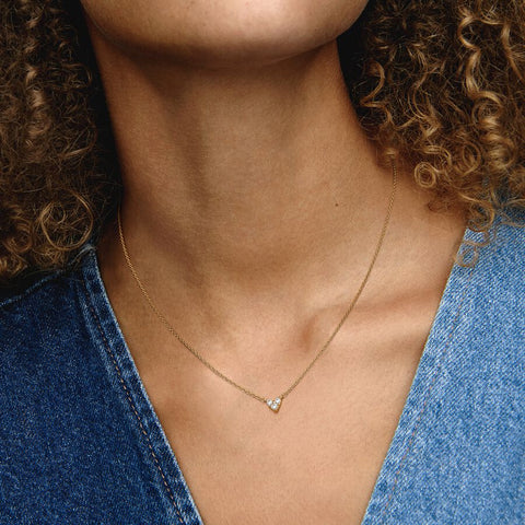 Pandora Triple Stone Heart Collier Yellow Necklace