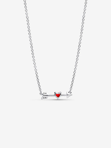 Pandora Arrow & Murano Glass Heart Necklace