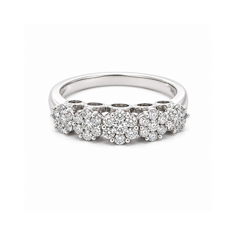 14K White Gold 0.52CT Diamond Flower Ring