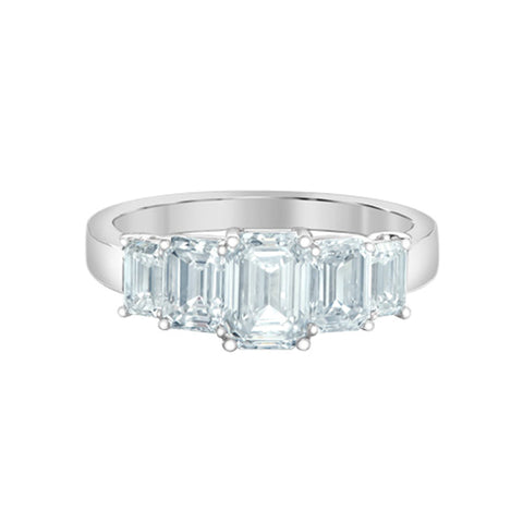 2.50TDW Emerald Lab Grown Diamond Engagement Ring in 14K White Gold