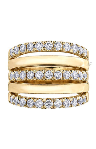10K Yellow Gold 1.50tdw 33 Diamond Right Hand Ring