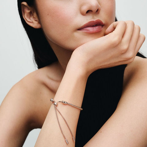 Pandora Studded Chain Slider Rose Gold Plated Bracelet