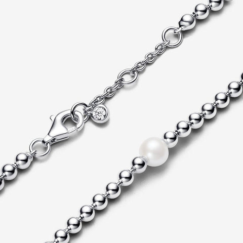 Pandora Treated Freshwater Cultured Pearl & Beads Silver Bracelet