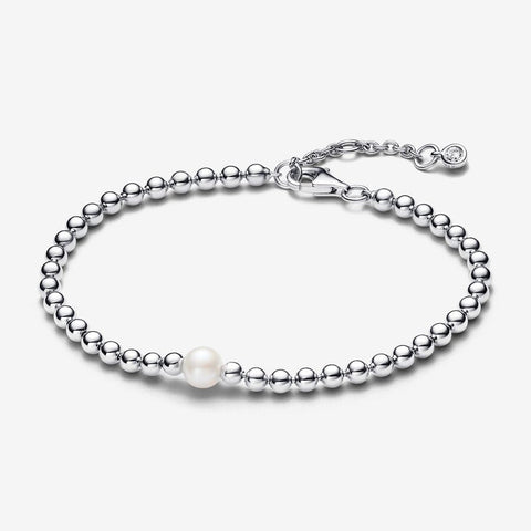 Pandora Treated Freshwater Cultured Pearl & Beads Silver Bracelet