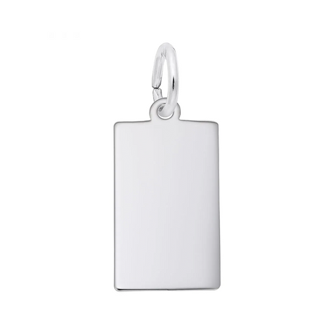 Sterling Silver Small Rectangle Dog Tag Charm