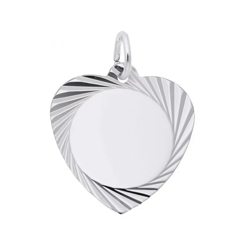 Sterling Silver Medium Diamond Faceted Heart Charm
