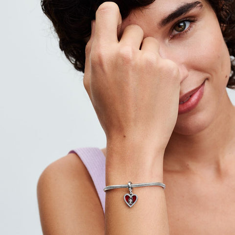 Pandora Red Heart & Keyhole Double Dangle Charm
