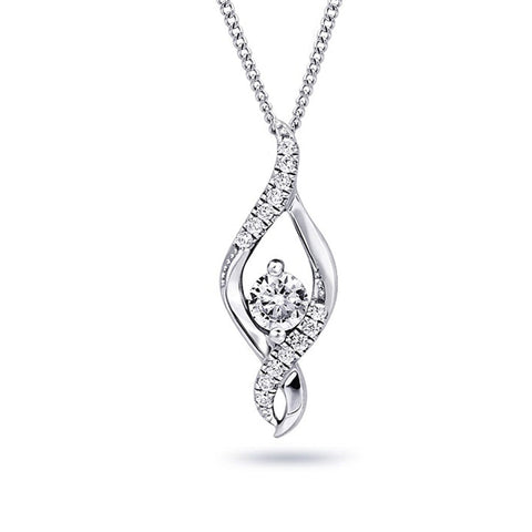 0.22TDW Wrapped Solitaire Diamond Pendant in 10K White Gold
