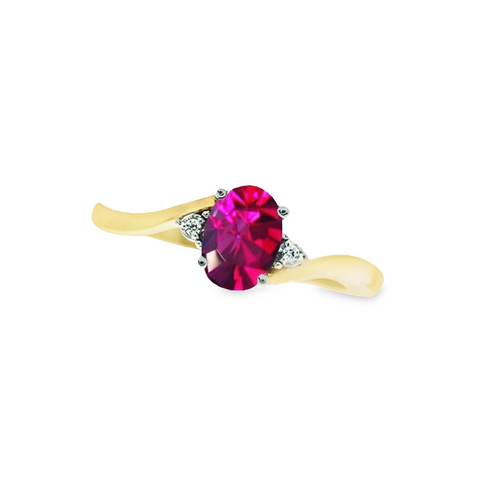 July Birthstone Ring with Diamond Accent set in 10K Yellow gold 87190720
