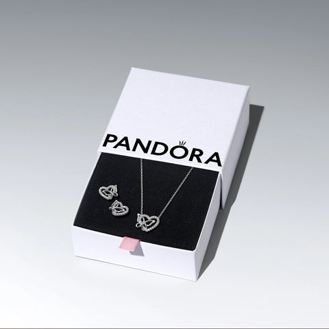 Pandora Timeless Silver Entwined Heart and Butterfly Jewelry Gift Set