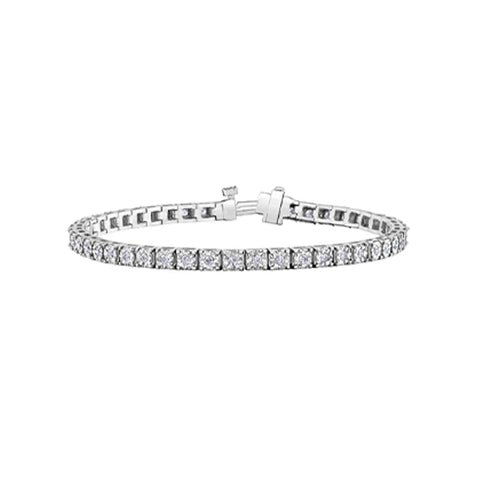1.00TDW Diamond Illusion Set Bracelet in 10K White Gold