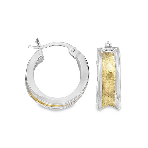 14K Yellow and White Fancy Hoop Earrings