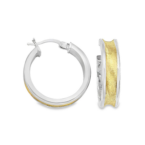 Fancy Hoop Earrings 14K Yellow and White Gold