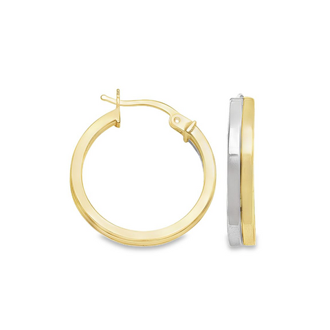 14K Yellow and White Gold Hoop Earrings