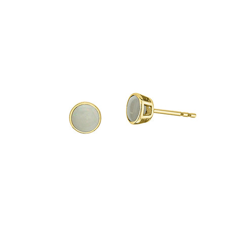 10K Yellow Gold 5mm Opal Earrings