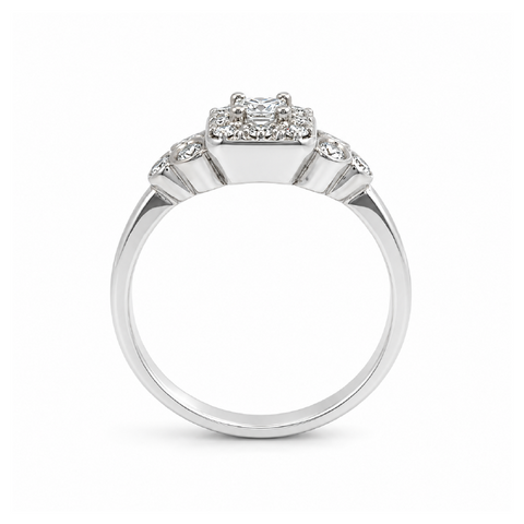14K White Gold 0.38TDW Halo Diamond Engagement Ring