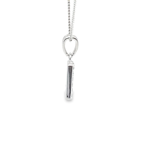 Cubic Zirconia Initial Letter V Pendant in Sterling Silver