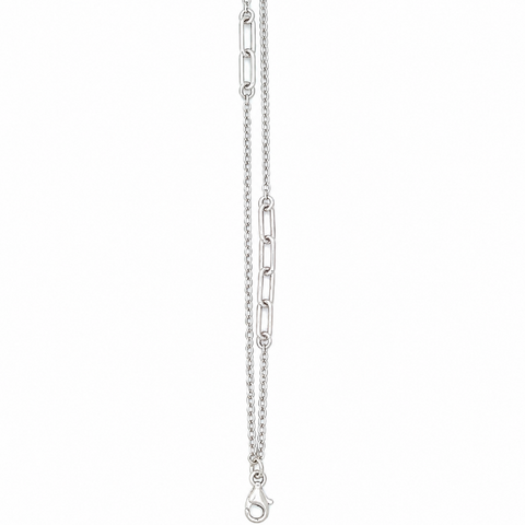Sterling Silver White Gold Plated 2 Row Fancy Bracelet