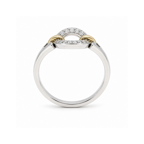 10K Yellow and White Gold 0.07TDW Circle Ring