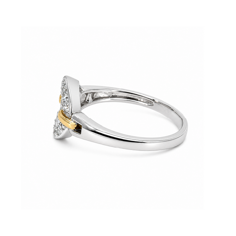 10K Yellow and White Gold 0.07TDW Circle Ring