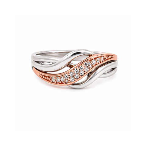 10K Rose and White Gold 0.08TDW Diamond Ring
