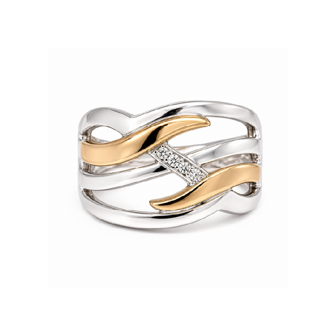 10K Yellow & White Gold 0.02TDW Diamond Ring