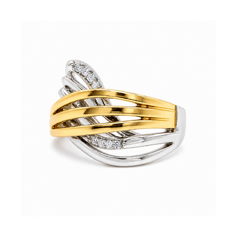 10K Yellow & White Gold 0.04TDW Diamond Ring