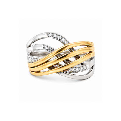 10K Yellow & White Gold 0.04TDW Diamond Ring