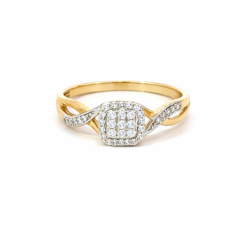 0.20TDW Lab Gown Diamond Promise Ring in 10K Yellow Gold