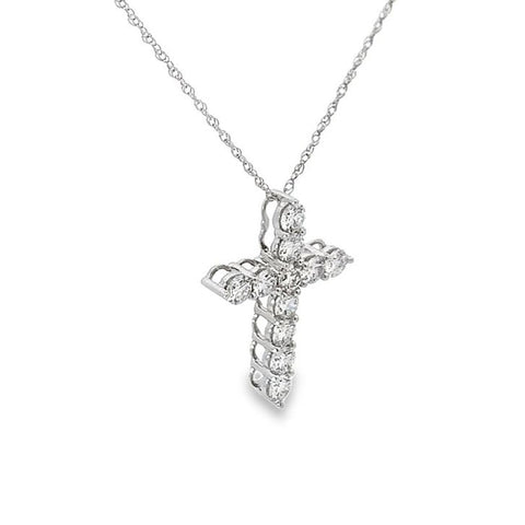 14K White Gold 1.0TDW Lab Grown Diamond Cross Pendant