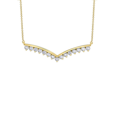 10K Yellow Gold 0.50TDW Diamond Illusion Set Necklace